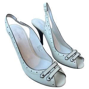 Calvin Klein Racine Cream Leather Peep Toe Pump